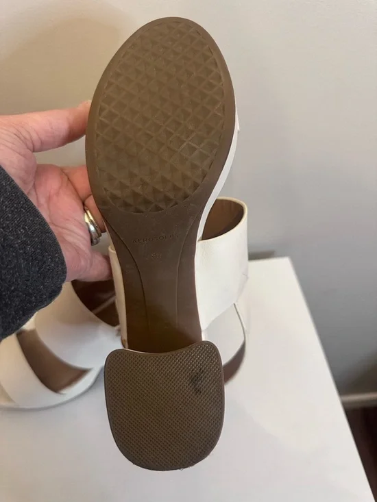 AEROSOLES Cream Block Heel Sandals - Picture 4 of 7